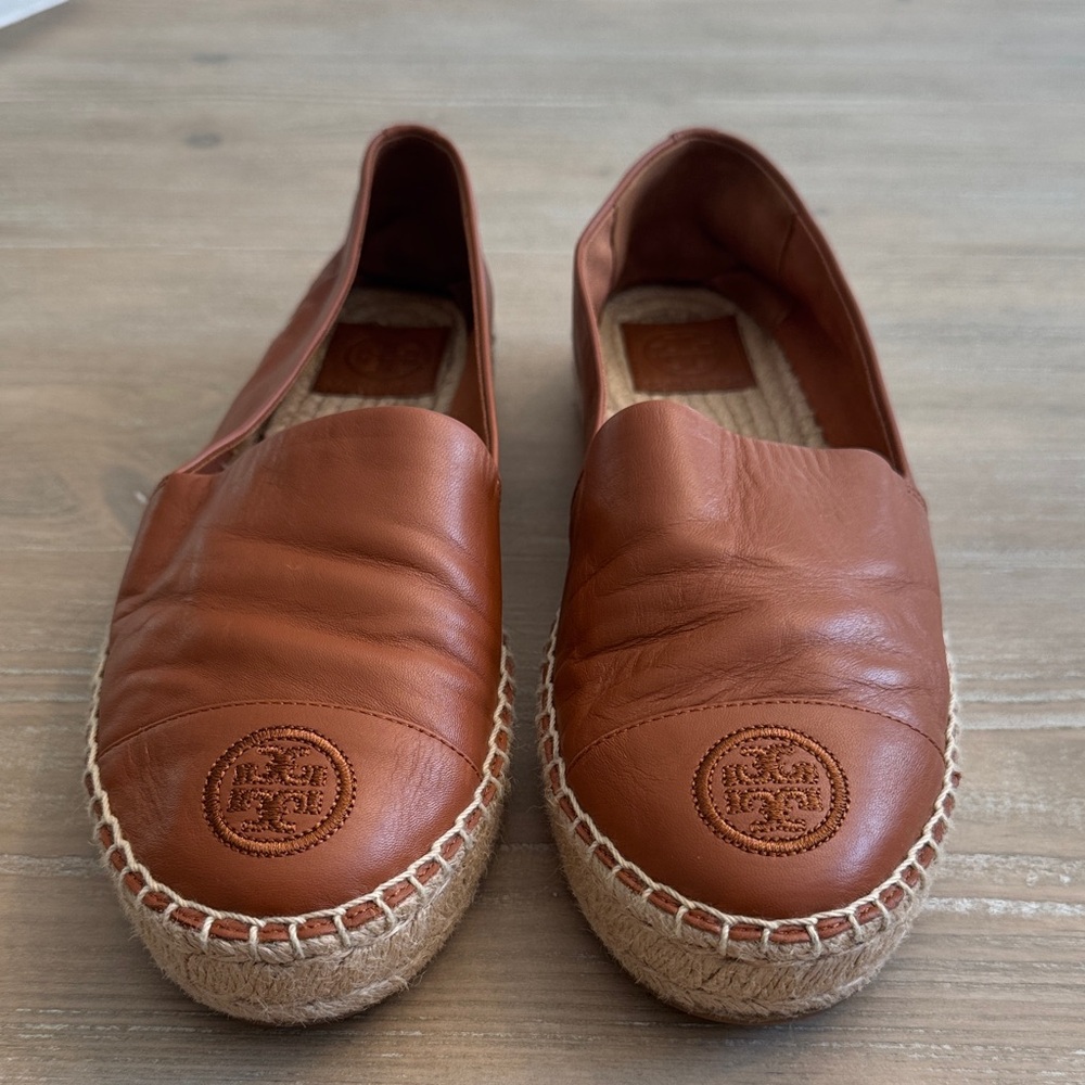 Tory Burch Tan Leather Espadrilles